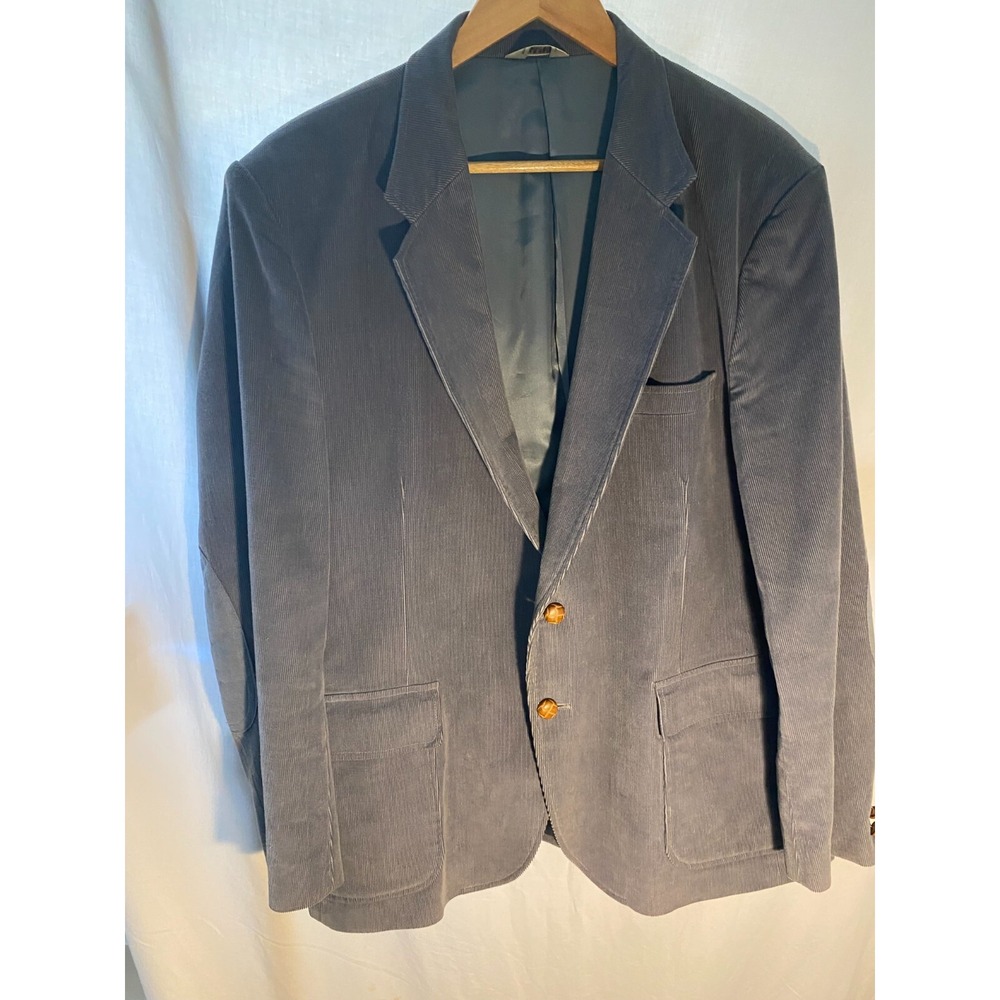 Men's Carl Michaels Cordoroy Blazer‎ Dusty Blue with Arm Patches size L